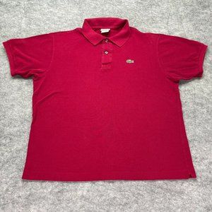 Lacoste Polo Shirt Men 6 XL Red Pique Short Sleeve Cotton Logo Knit Solid Slim